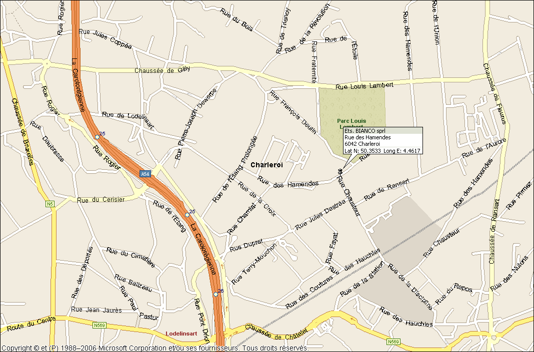 Ets. BIANCO sprl, rue des Hamendes 212, B-6042 Lodelinsart - Location - Tel: +32 478 306 929